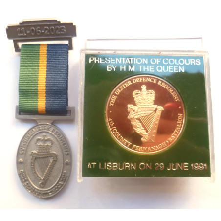Combined Irish Regiments Assoc, and UDR 4th (County Fermanagh) Battalion New Colours 1991 Presentation Medal