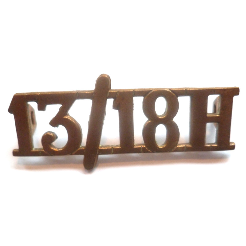 13th/18th Hussars Brass Shoulder Title - British Army Military Insignia