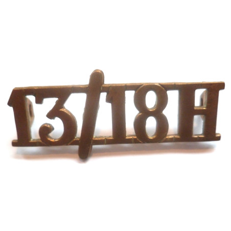 13th/18th Hussars Brass Shoulder Title - British Army Military Insignia