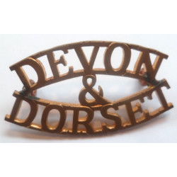 Devon & Dorset Brass Shoulder Title - British Army Military Insignia