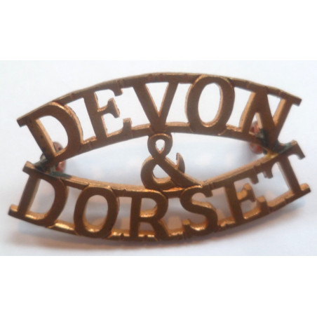 Devon & Dorset Brass Shoulder Title - British Army Military Insignia