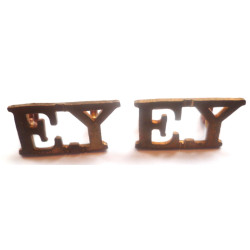 Pair Essex Yeomanry Brass Shoulder Titles - British Army Military Insignia