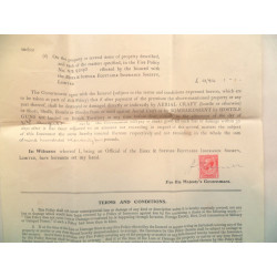 WW1 Aircraft and Bombardment Government War Risks Department Insurance Documents - British Army Military Insignia