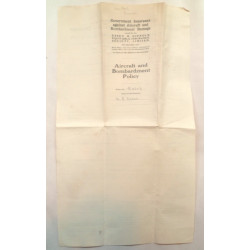 WW1 Aircraft and Bombardment Government War Risks Department Insurance Documents - British Army Military Insignia