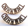 Pair Cornwall Territorial White Metal Shoulder Titles - British Army Military Insignia