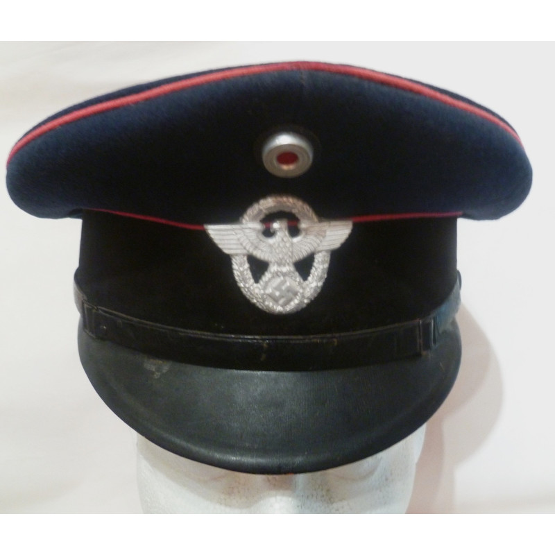 WW2 German Fire Protection Police NCOs Visor Cap by Alkero -  Third Reich Insignia