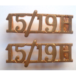 Pair 15th/19th Hussars Shoulder Titles