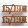 Pair 15th/19th Hussars Shoulder Titles
