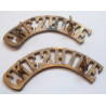 Pair Cheshire Regiment Brass Shoulder Title - British Military Insignia