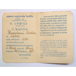 (Italy) ONB. Opera Nazionale Balilla Card + Shooting Membership