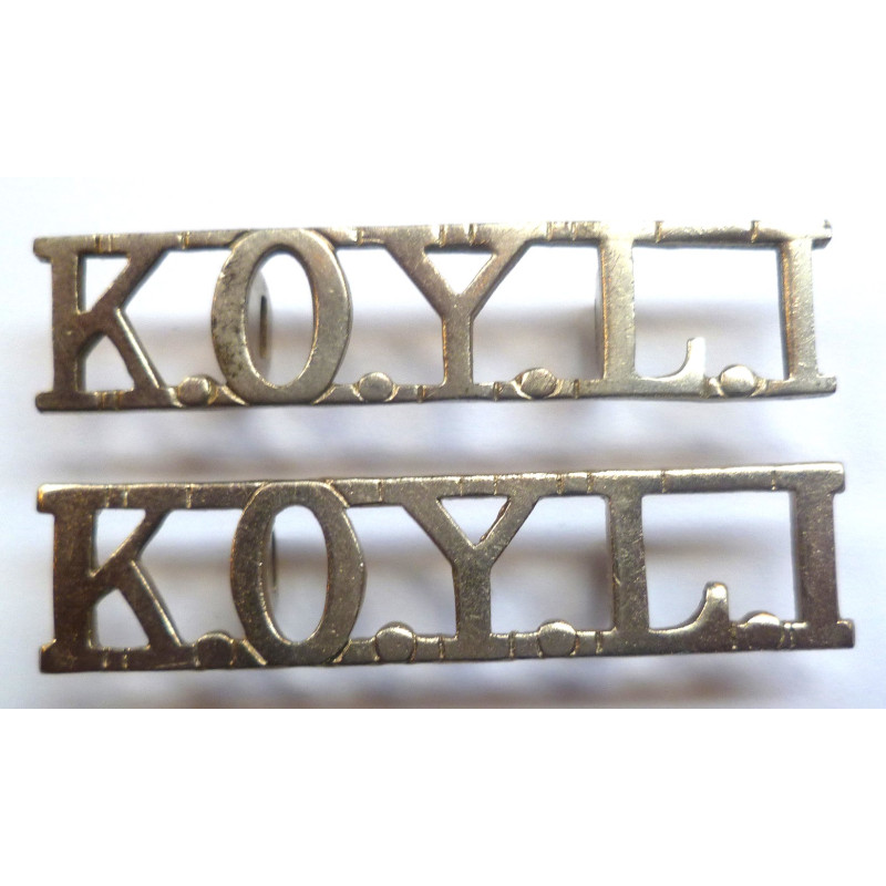 Kings Own Yorkshire Light Infantry Brass Shoulder Title - British Military Insignia