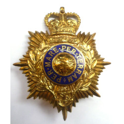 Royal Marines Enameled Helmet Plate Queen's Crown - British Military Insignia