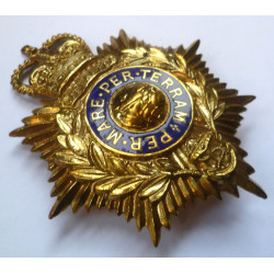 Royal Marines Enameled Helmet Plate Queen's Crown - British Military Insignia