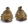 Pair Royal Army Ordnance Corps Collar Badges - British Military Insignia