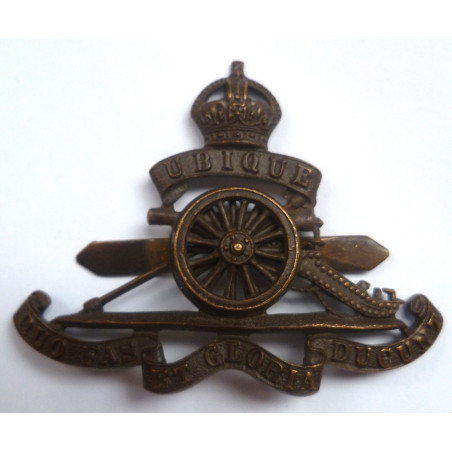 WW2 Royal Artillery Officers Bronze Cap Badge - British Military Insignia