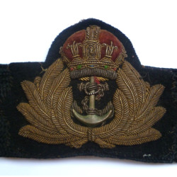 WW2 Royal Navy Officers Bullion Cap Badge - British Military Insignia