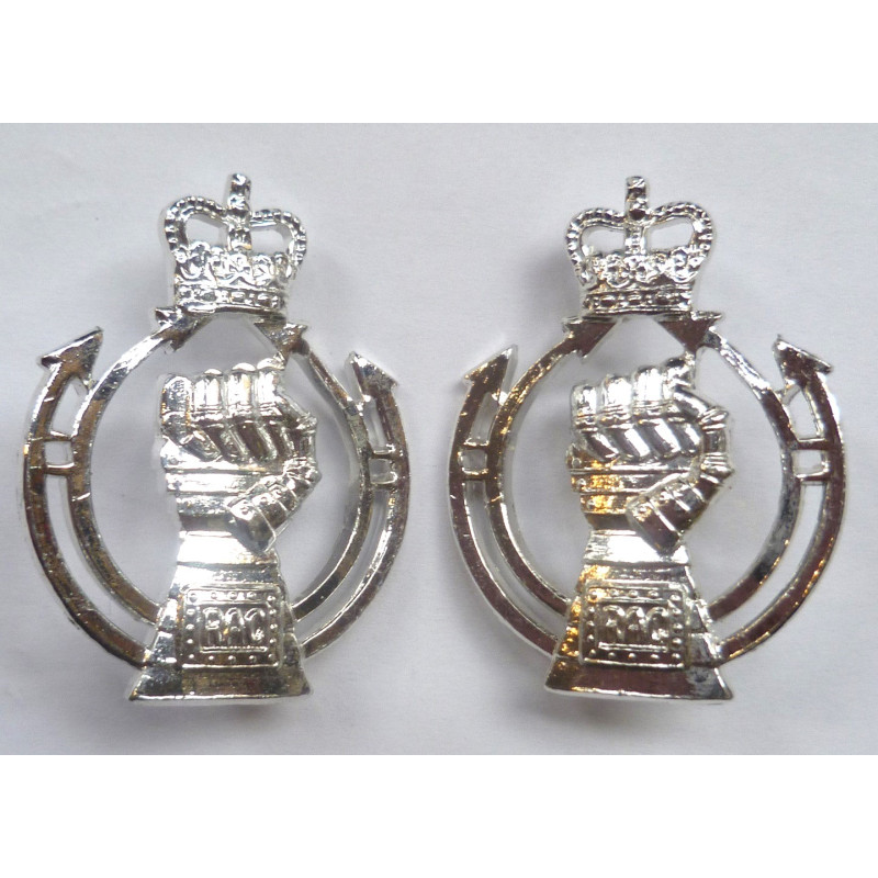 Pair Royal Armoured Corps Anodised Staybrite Collar Badges - British Military Insignia