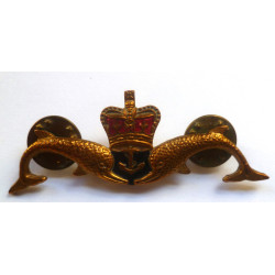 Royal Navy Submarine Service gilt and Enamel Dolphin Badge - British Army Insignia