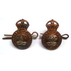 Pair 7th Queen's Own Hussars Collar Cap Badge - British Army Insignia