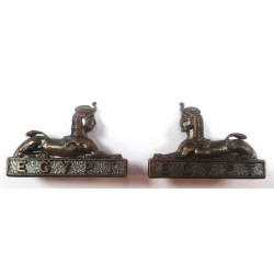 Pair Gordon Highlanders Regiment Bronze Officers Collar Badges - British Army Military Insignia