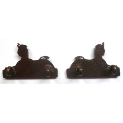 Pair Gordon Highlanders Regiment Bronze Officers Collar Badges - British Army Military Insignia