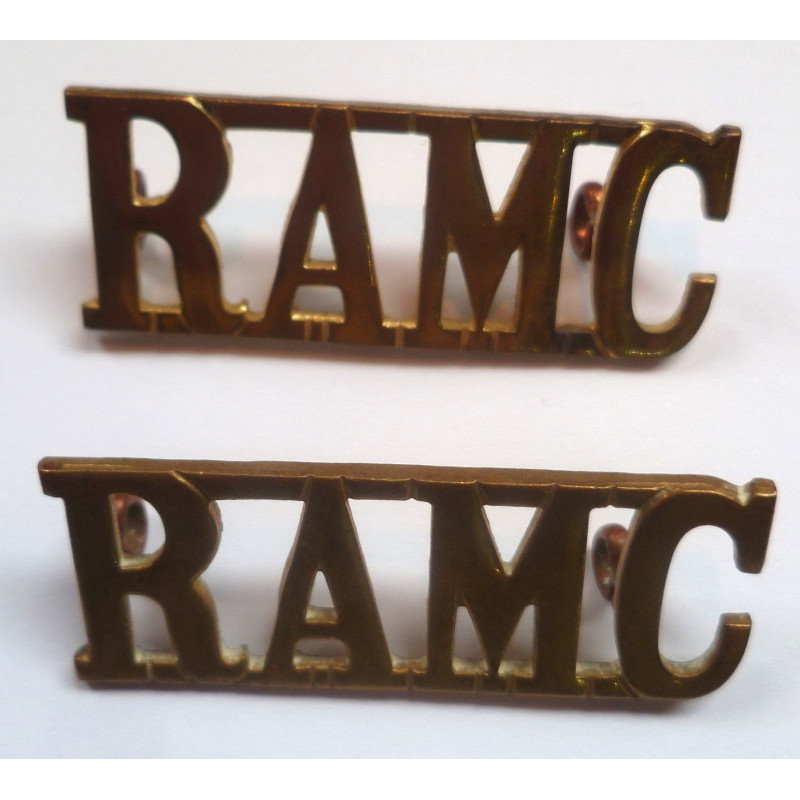 Pair Royal Army Medical Corps Shoulder Titles - British Army Military Insignia