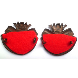 Pair of Duke of Cornwall's Light Infantry Officers Bronze Collar Badges - British Military Insignia