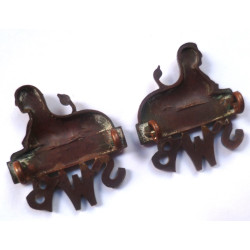 Pair South Wales Borderers Officers Collar Badges/Dogs - British Military Insignia