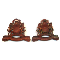 Pair WW1 Manchester Regiment Bronze Collar Dogs/Badges - British Military Insignia