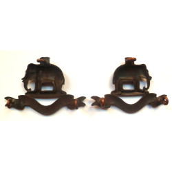 Pair of Duke of Wellington's West Riding Regiment Bronze Collar Dogs/Badges - British Military Insignia