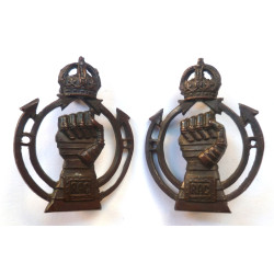 Pair Royal Armoured Corps Officers Bronze Collar Dog/Badges