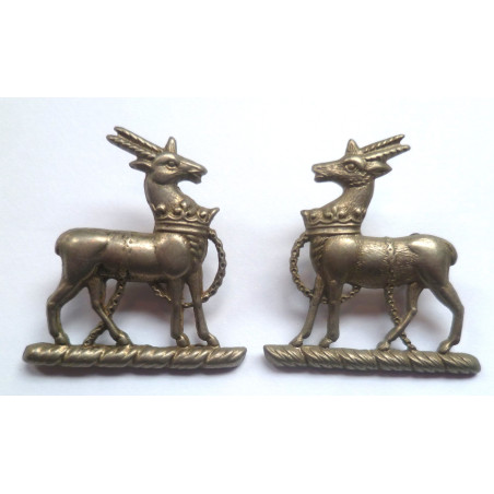 PPair of Royal Warwickshire Collar/Dog Badges - British Military Insignia