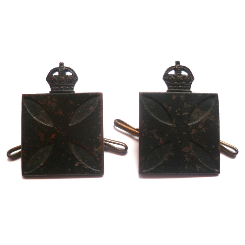Pair WW1 Royal Army Chaplains Department Collar Badges - British Commonwealth Military Insignia