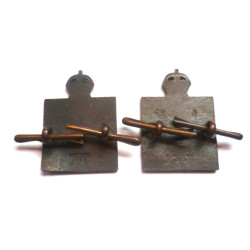 Pair WW1 Royal Army Chaplains Department Collar Badges - British Commonwealth Military Insignia Australia