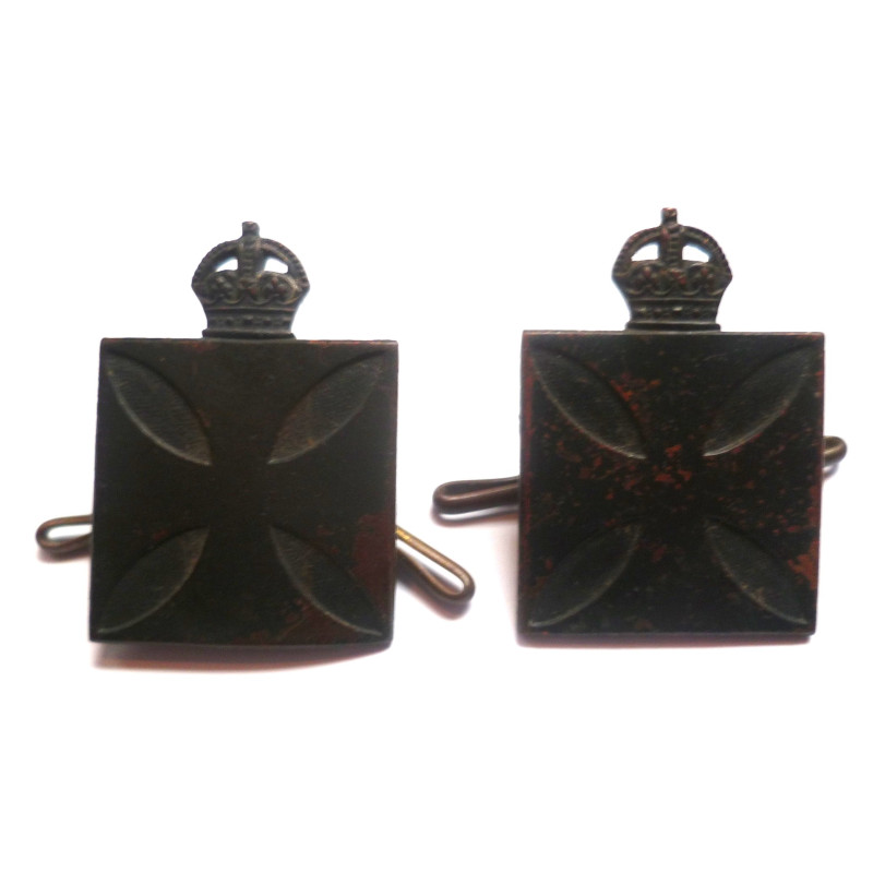 Pair WW1 Royal Army Chaplains Department Collar Badges - British Commonwealth Military Insignia