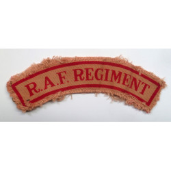 WW2 RAF Regiment Tropical Printed Cloth Shoulder Title - British Army Insignia