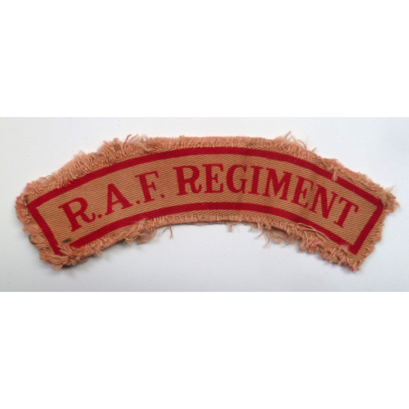 WW2 RAF Regiment Tropical Printed Cloth Shoulder Title - British Army Insignia