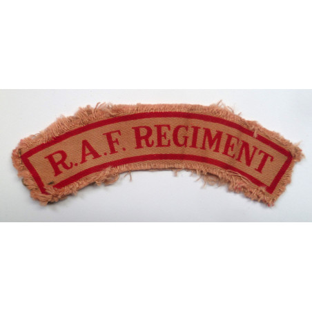 WW2 RAF Regiment Tropical Printed Cloth Shoulder Title - British Army Insignia