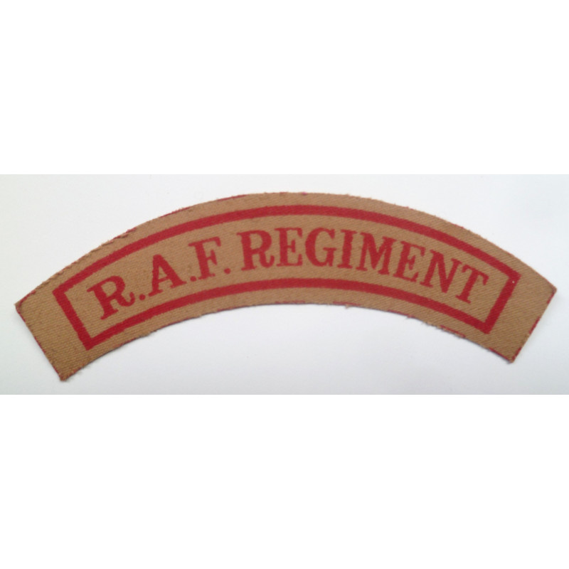 WW2 RAF Regiment Tropical Printed Cloth Shoulder Title - British Army Insignia