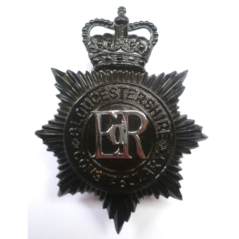 Gloucestershire Constabulary Night Duty Helmet Plate/Badge  - Queen's Crown - British Police Insignia