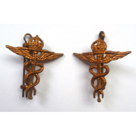 Pair RAF Medical Branch Collar Badges/Dogs - British Military Insignia