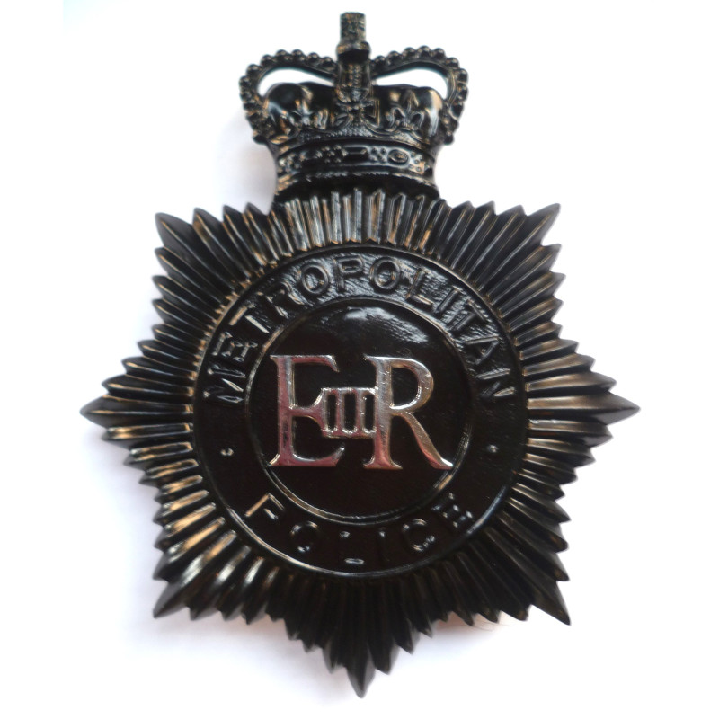 Metropolitan Police Night Duty Helmet Plate - Queen's Crown - British Police Insignia