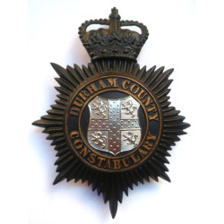 Durham Constabulary Night Duty Helmet Plate - Queen's Crown - British Police Insignia
