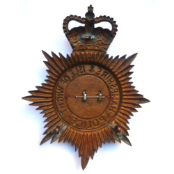 Hampshire & Isle of Wight Police Night Duty Helmet Plate - Queen's Crown - British Police Insignia