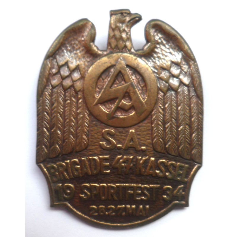 WW2 German 1934 Sa Brigade 47 Kassel Sports Festival Tinnie - German Third Reich