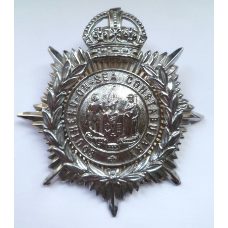 South-End-On-Sea Constabulary Helmet Plate - King's Crown - British Police Insignia