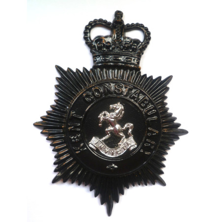 Kent Constabulary Night Duty Helmet Plate - Queen's Crown - British Police Insignia