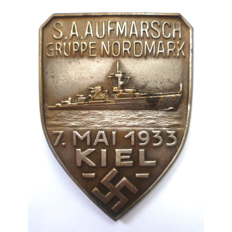WW2 German S.A Gruppe Nordmark Rally In Kiel Badge Tinnie - German Third Reich