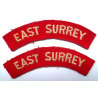 Pair East Surrey Regiment Cloth Shoulder Title - British Military Insignia