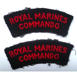 Pair Royal Marines Commando Cloth Shoulder Title - British Military Insignia